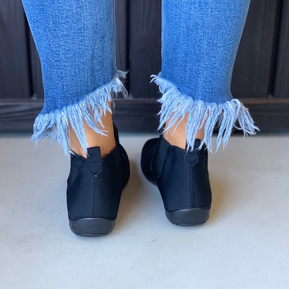 Black Stretch Fabric Comfort Wide Fit Ankle Bootie - Picture 4 of 4